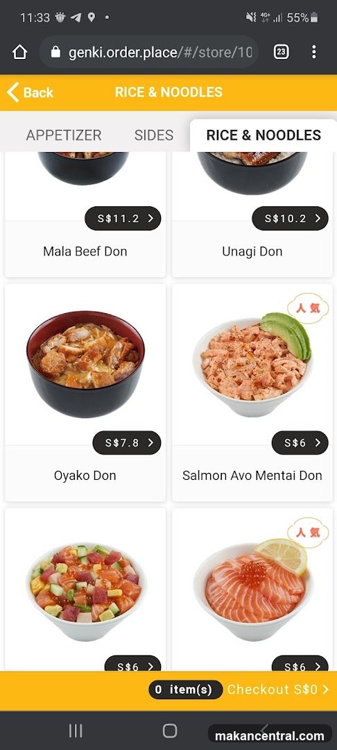 Rice & Noodles Menu