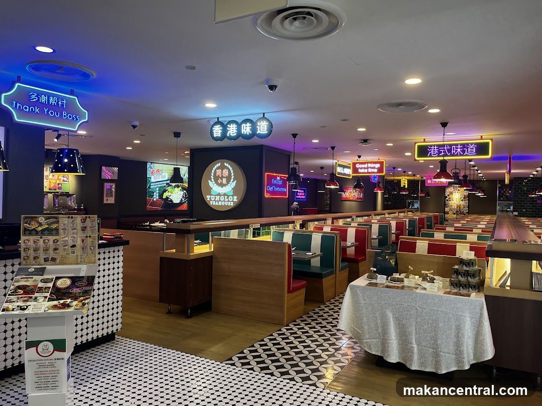 Restaurant Interior with Neon Signs