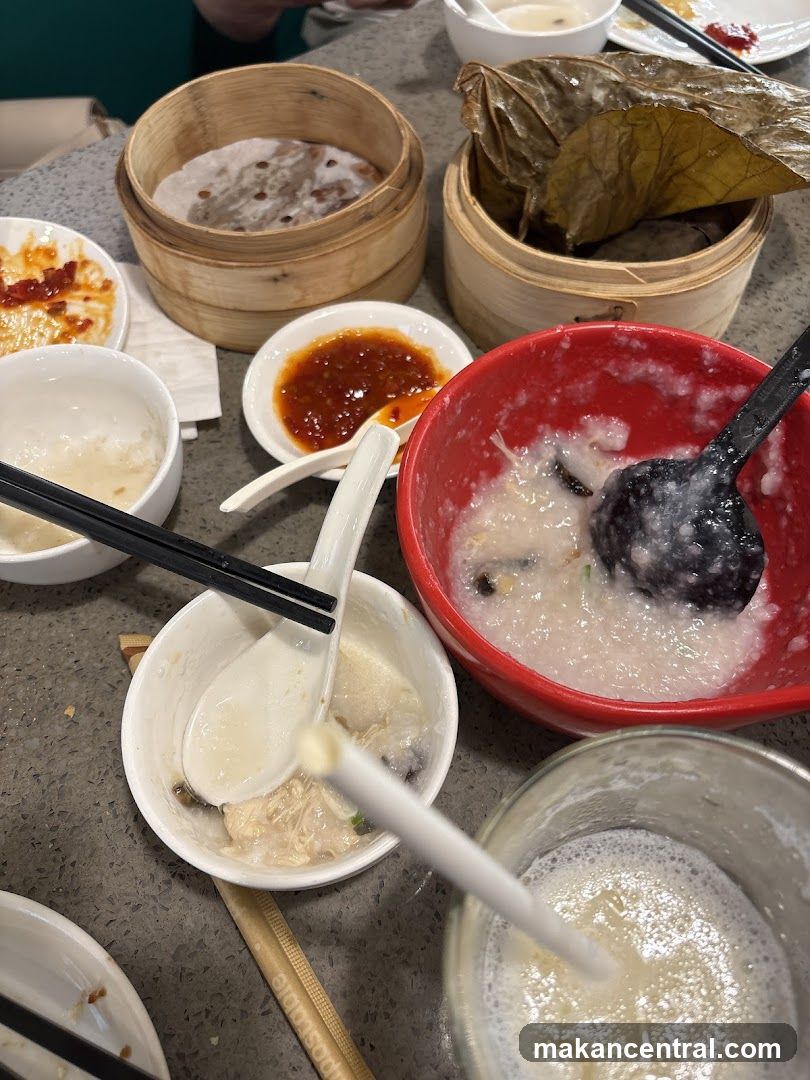 Table with Dim Sum and Congee