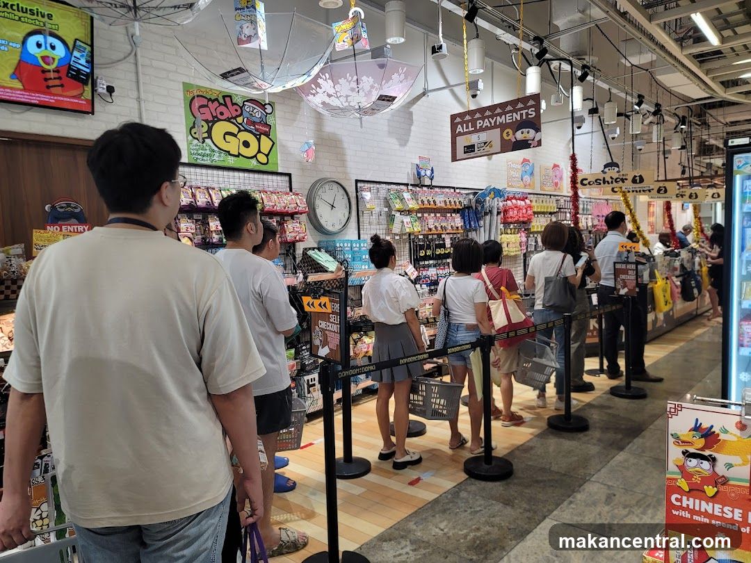 Store Interior with Queuing Customers