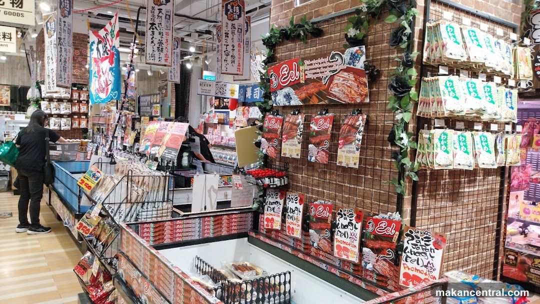 Supermarket aisle with food products