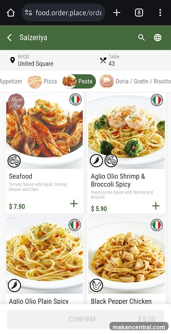 Saizeriya Menu