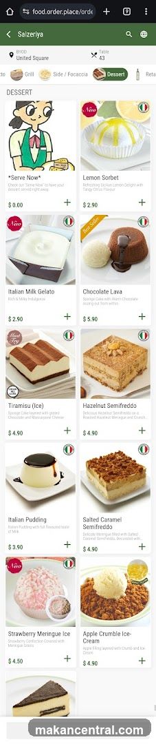 Saizeriya Dessert Menu
