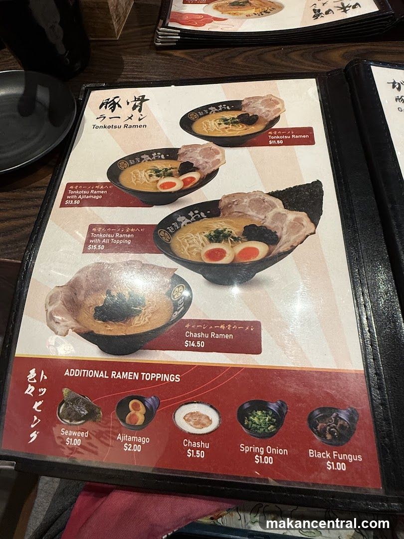 Tonkotsu Ramen Menu