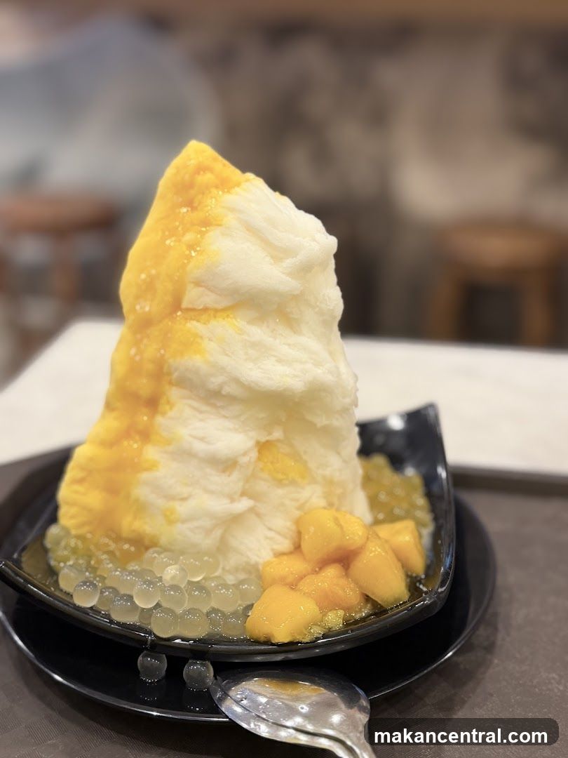 Mango shaved ice with boba