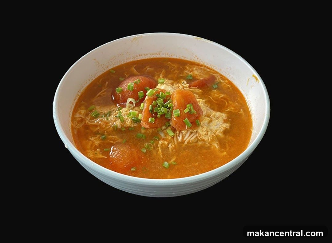 Tomato Egg Drop Noodle Soup