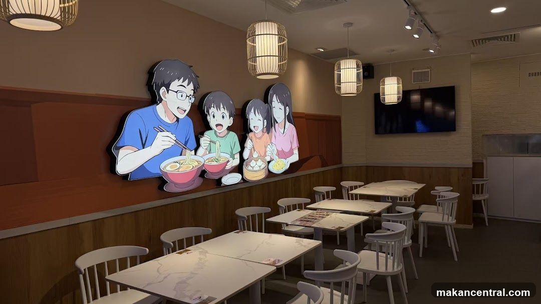 Restaurant Interior with Anime-style Wall Art