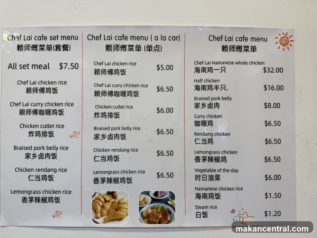 Chef Lai cafe menu