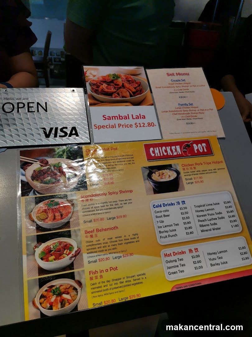 Chicken Pot Menu