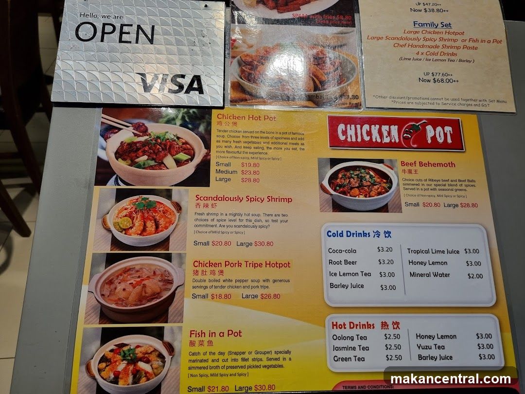 Chicken Pot Menu