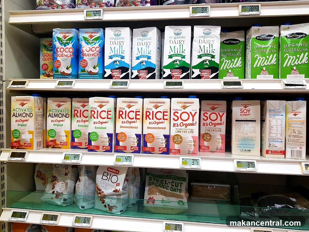 Assorted Milk and Organic Products on Shelves