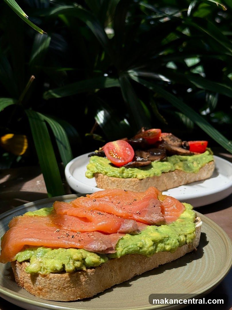 Avocado Toast with Salmon and Mushrooms