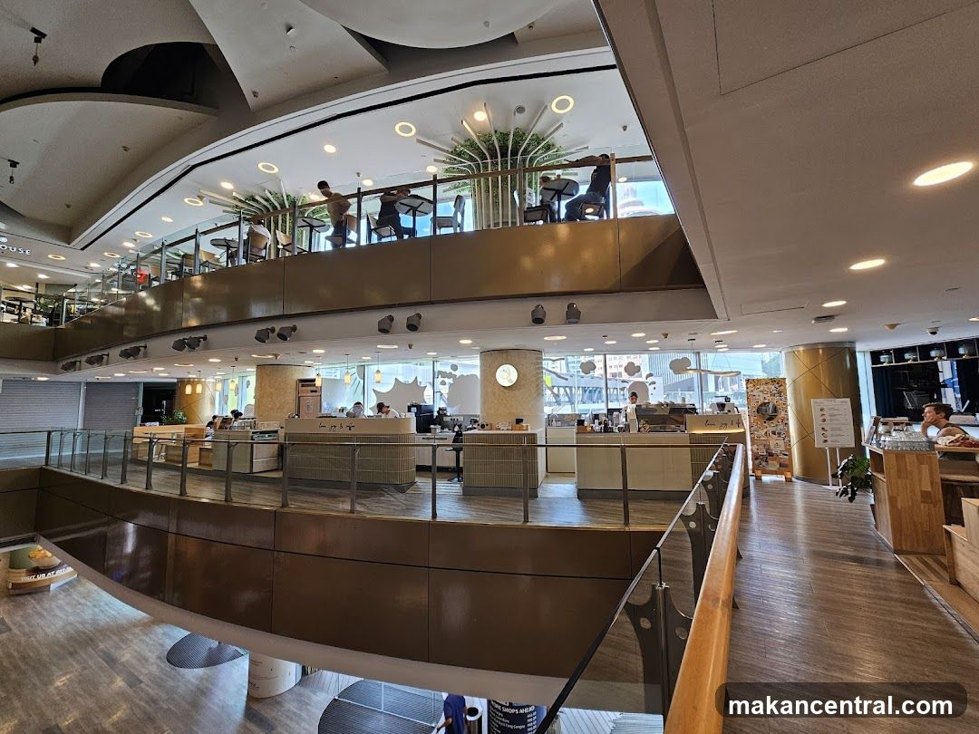 Interior of a multi-level cafe
