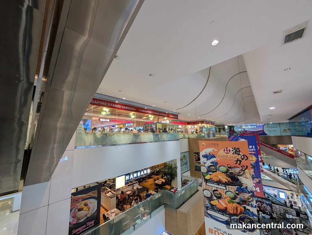 Indoor shopping mall with food court and restaurants