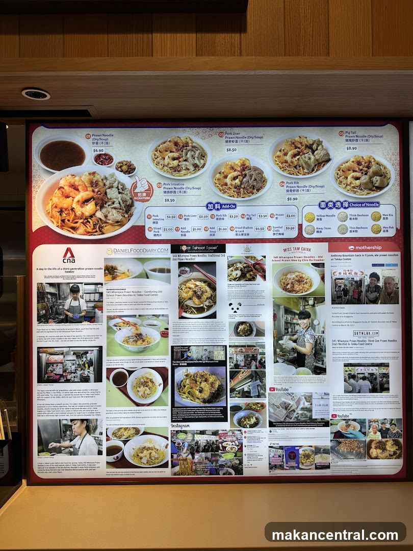 Prawn Noodle Menu