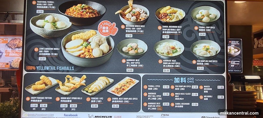 100% Yellowtail Fishballs Menu