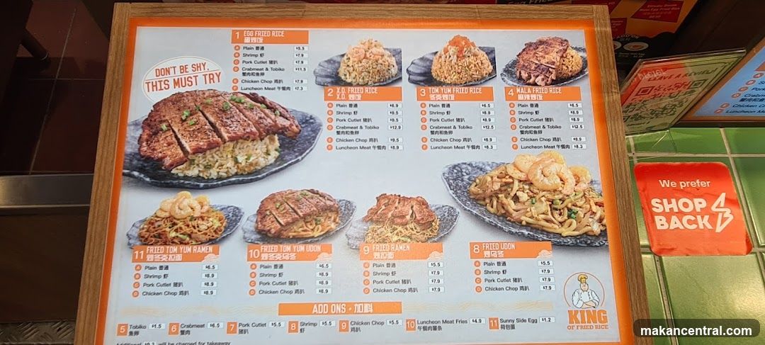 King of Fried Rice Menu