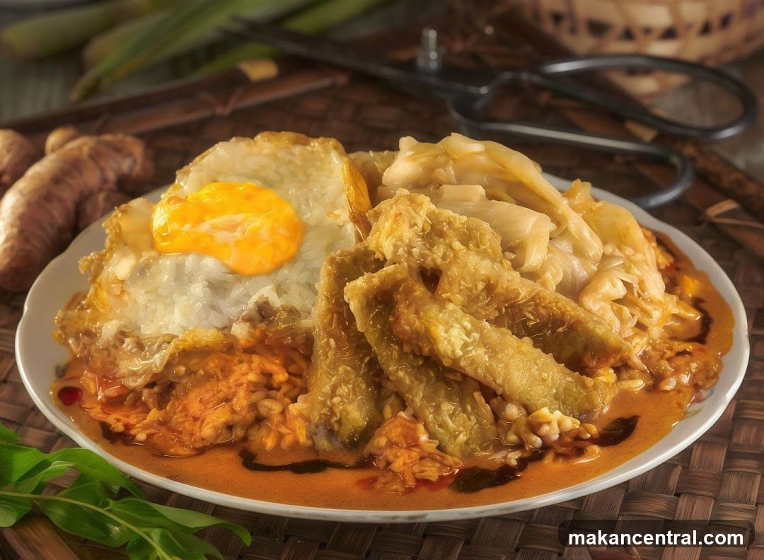Curry Rice with Fried Egg and Vegetables