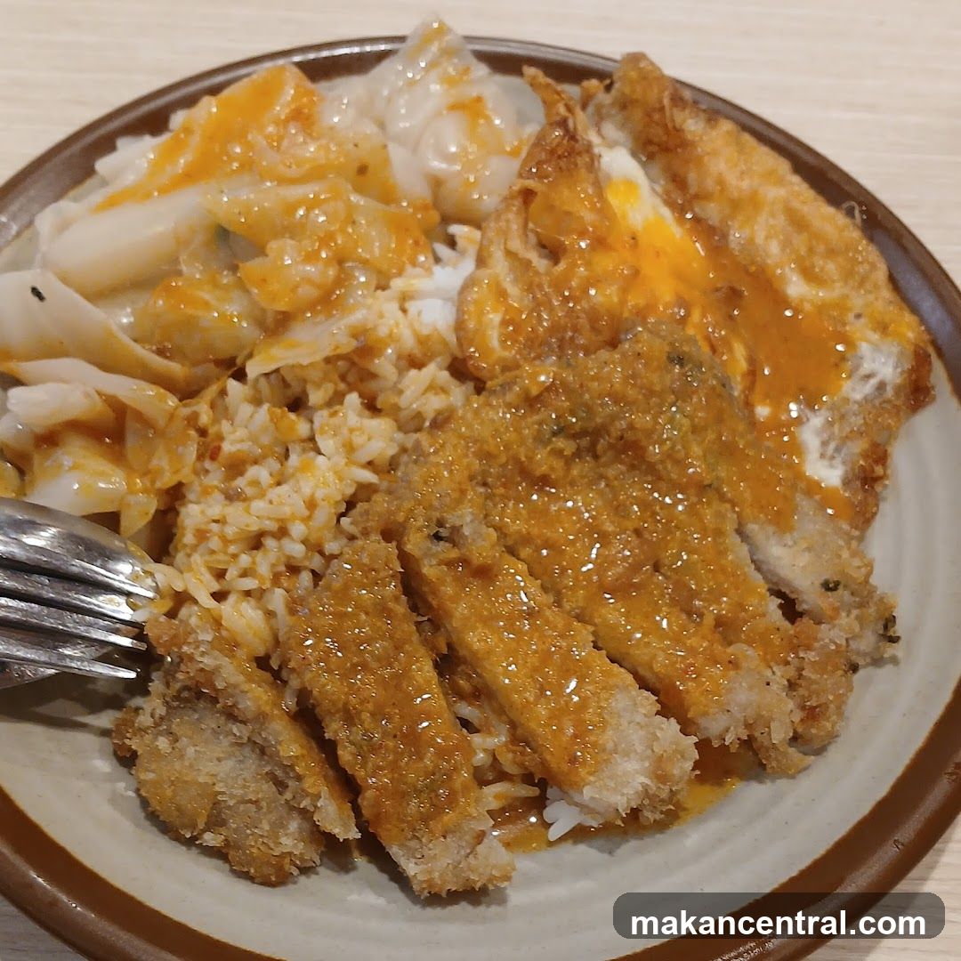 Pork Chop Rice with Fried Egg and Dumplings