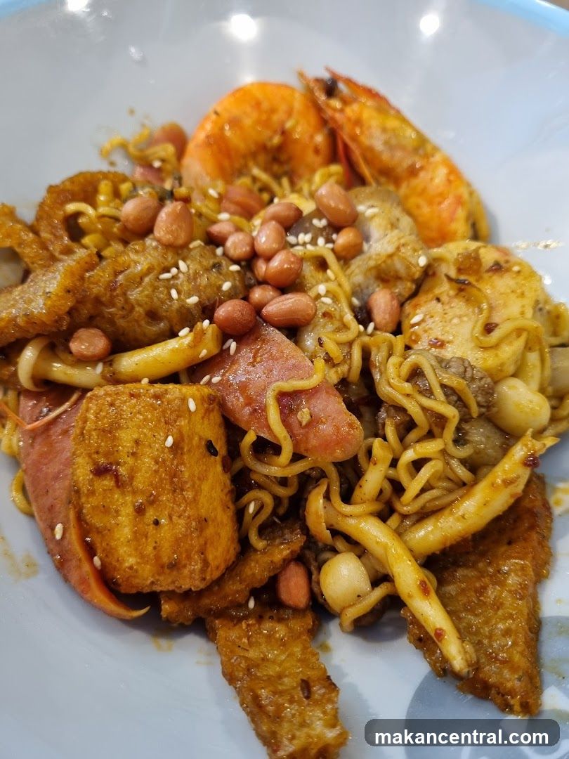 Spicy Noodle Dish with Shrimp and Peanuts