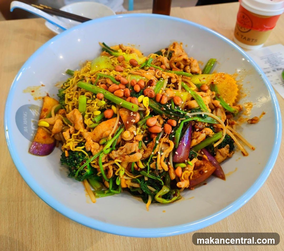Spicy Noodle Dish with Peanuts and Vegetables