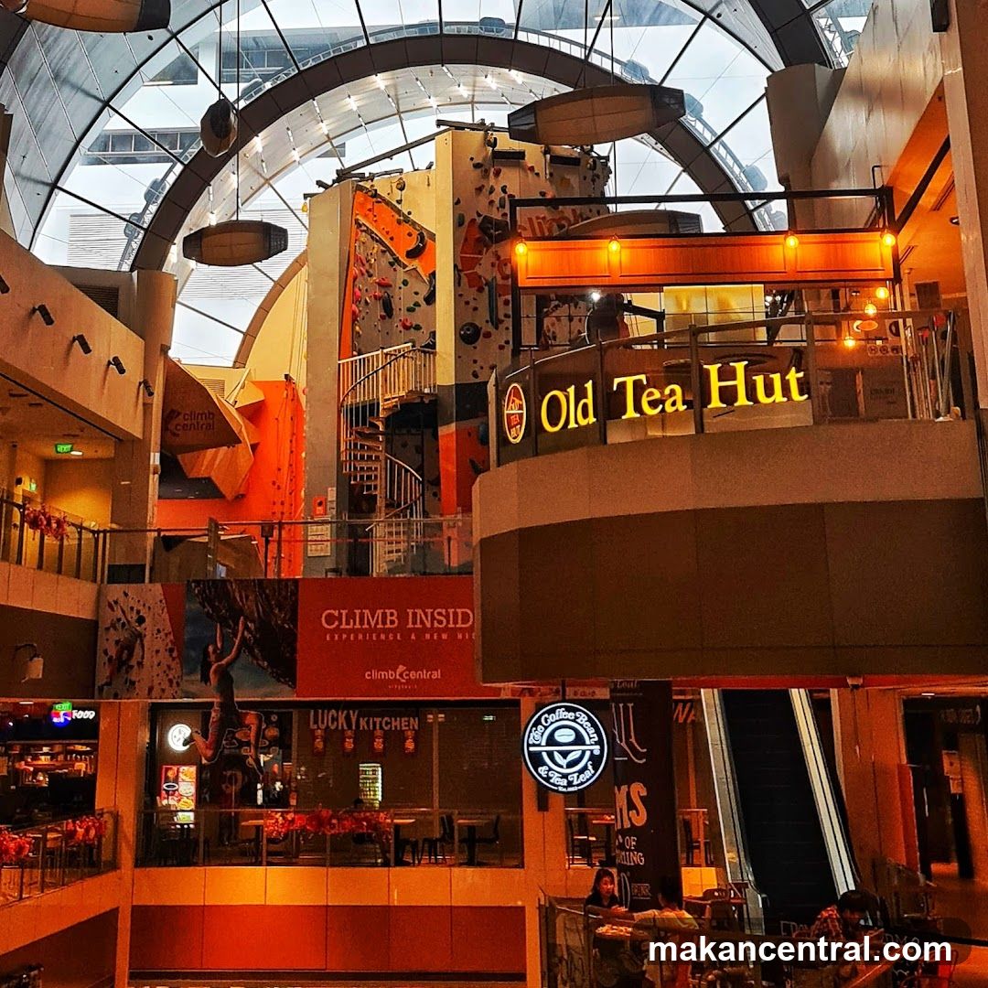 Indoor climbing gym and food court