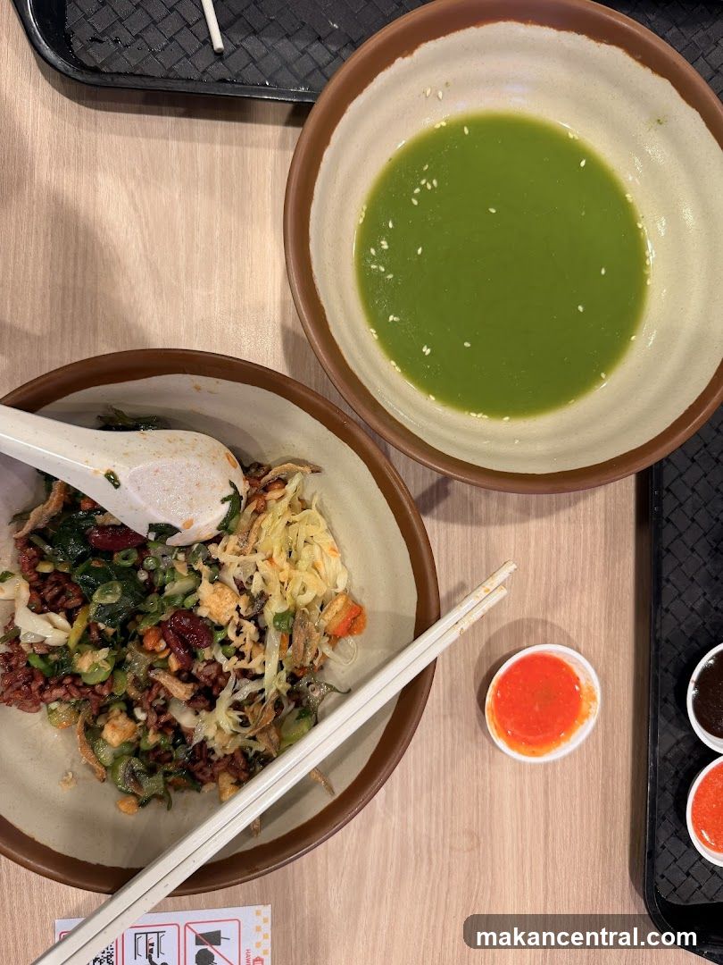 Rice Bowl and Green Soup