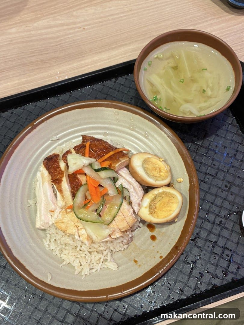 Chicken Rice with Soup and Eggs