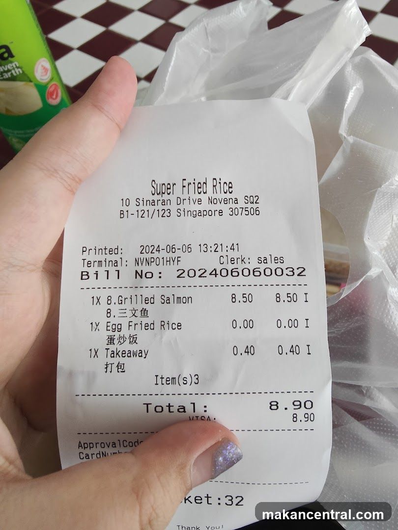 Receipt from Super Fried Rice