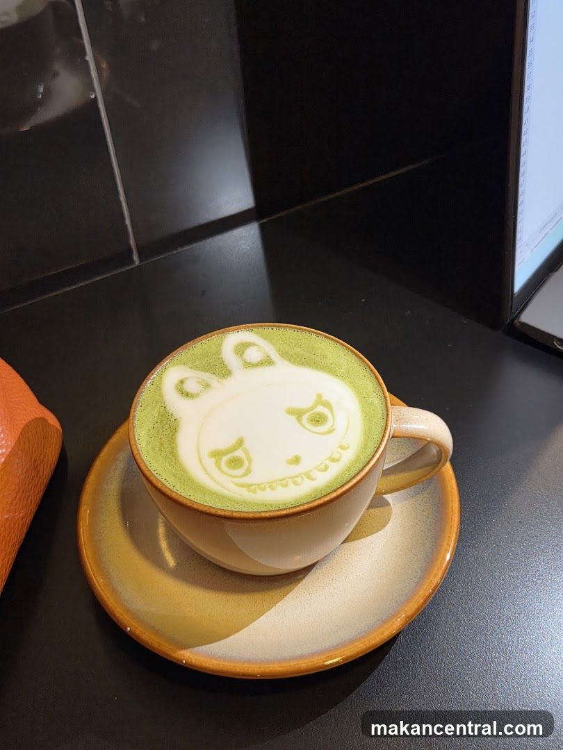 Matcha latte with latte art