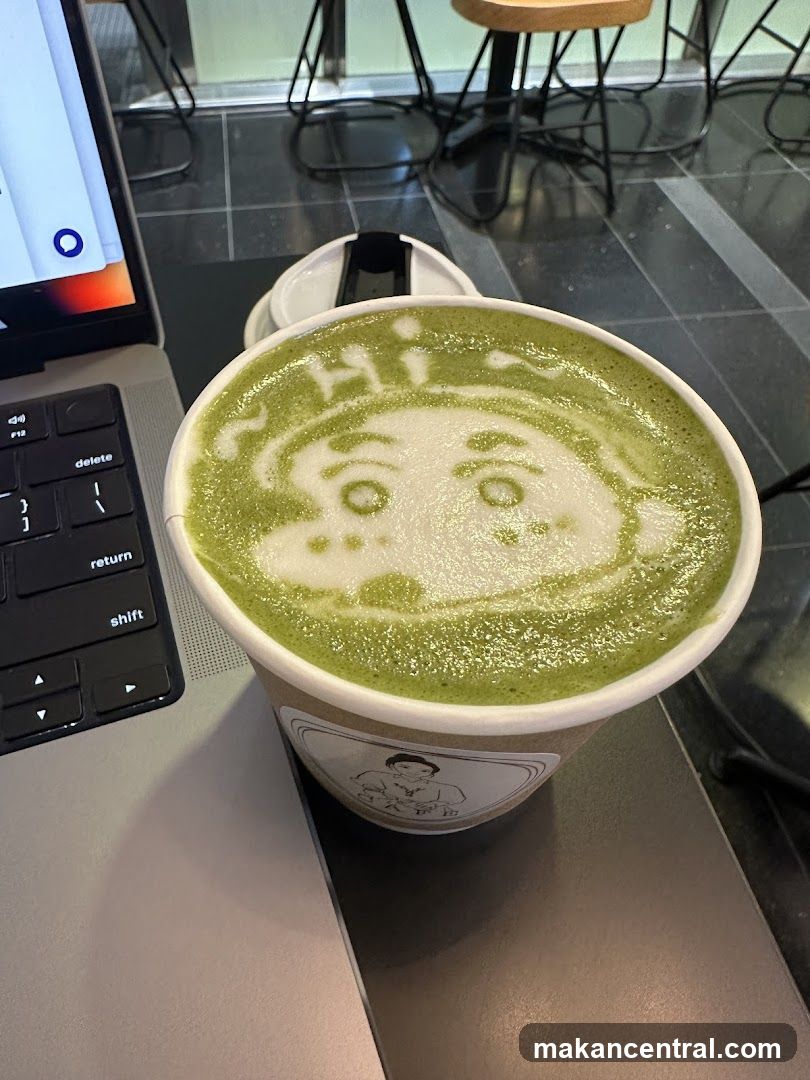 Matcha latte with latte art