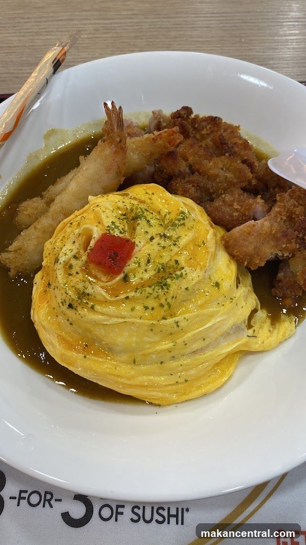 Omurice with Fried Shrimp and Chicken Katsu