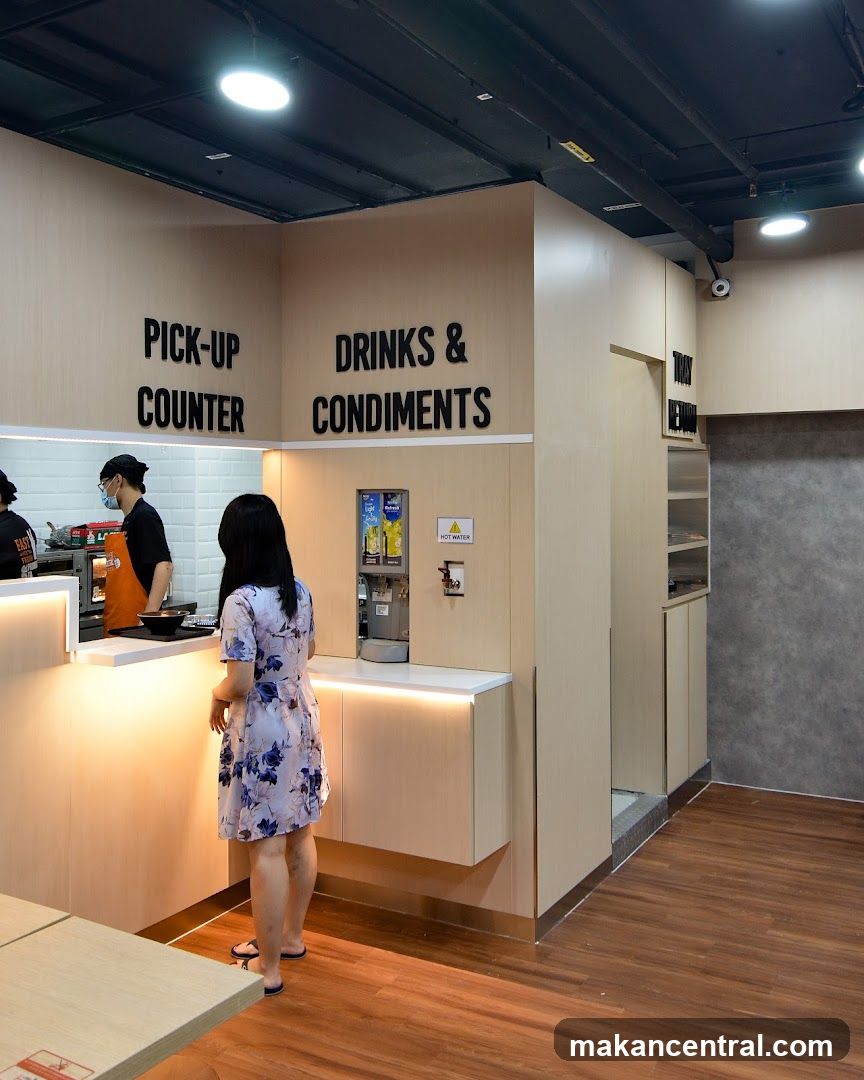 Pick-up Counter and Drinks Station