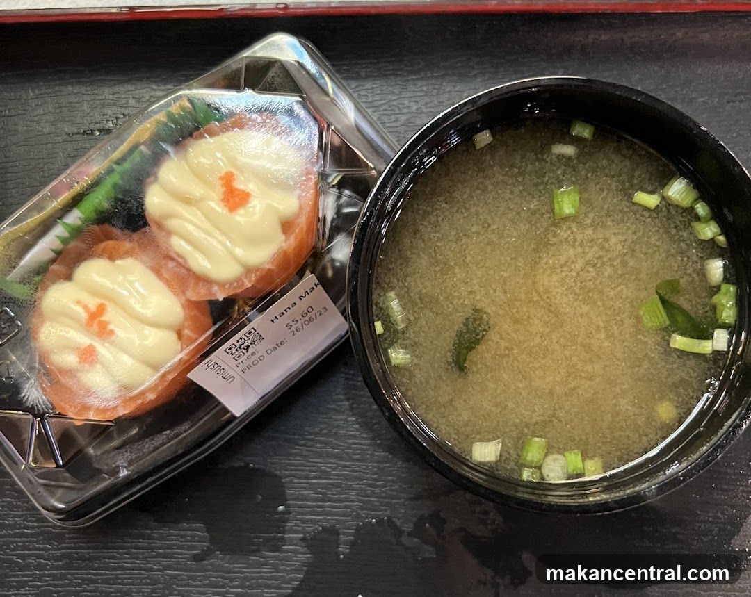 Salmon Nigiri and Miso Soup