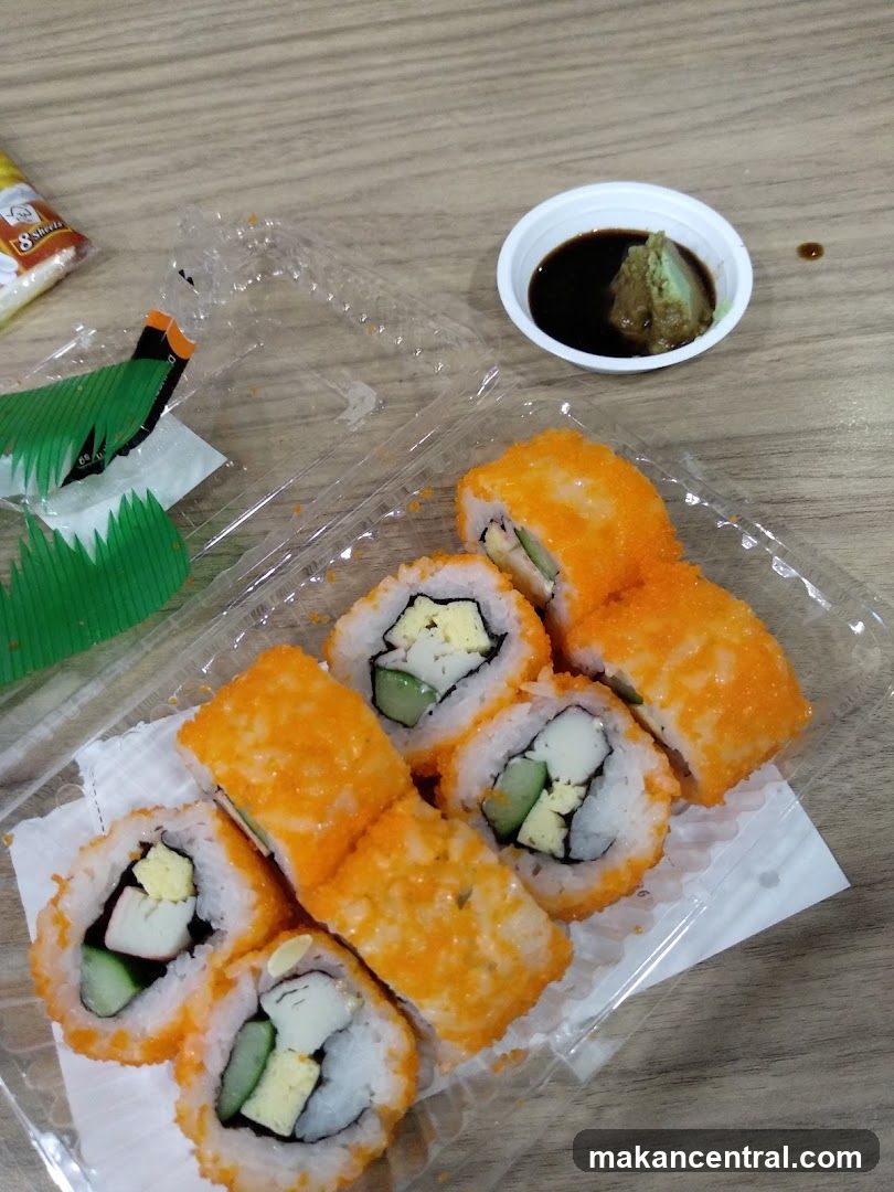 California Rolls with Soy Sauce and Wasabi