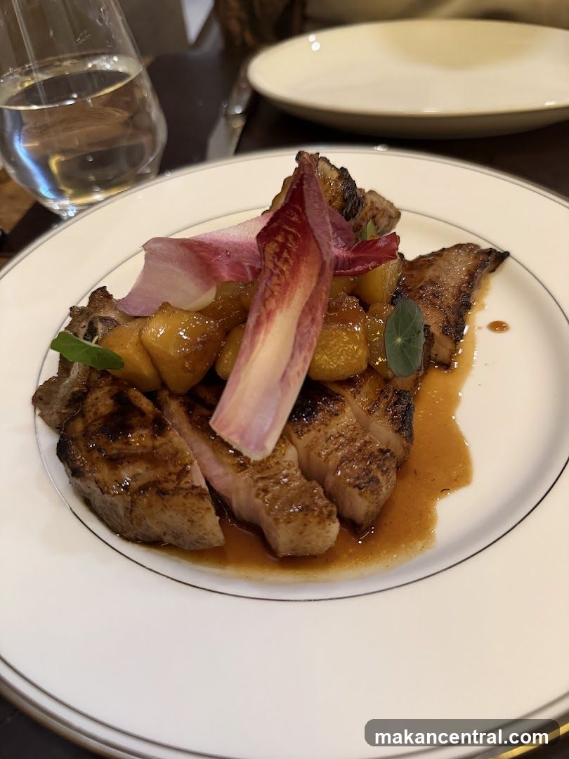 Pork Chop with Fruit and Greens