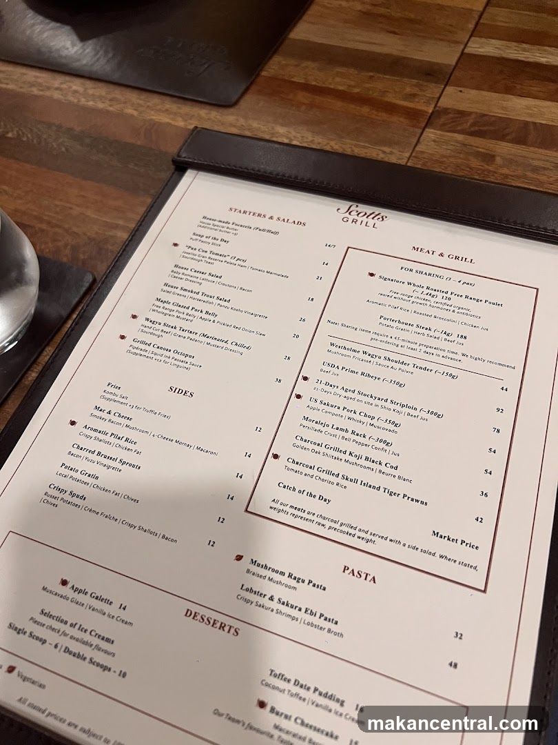 Scotts Grill Menu