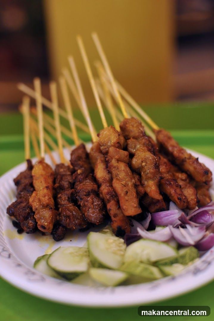 Satay Skewers with Cucumber and Onion