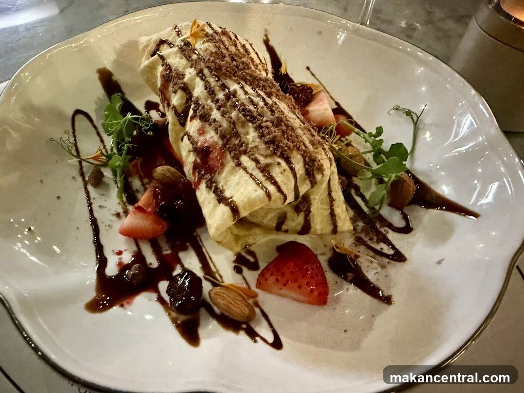 Dessert Wrap with Berries and Chocolate Drizzle