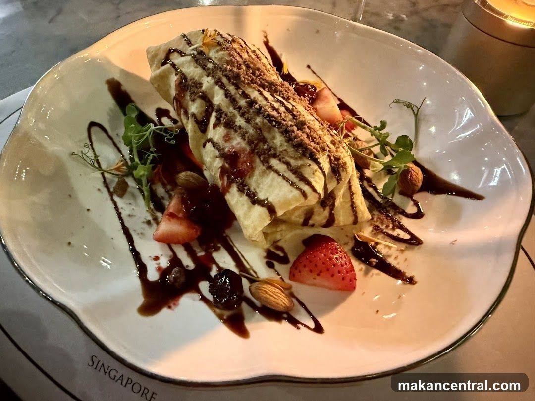 Dessert Wrap with Strawberries and Chocolate Drizzle