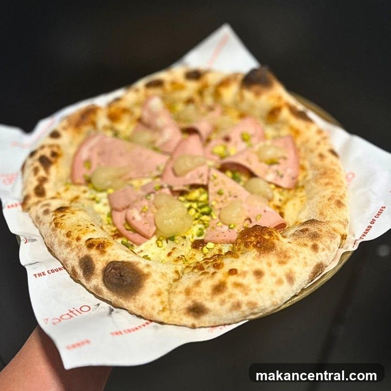 Pizza with Mortadella and Pistachios