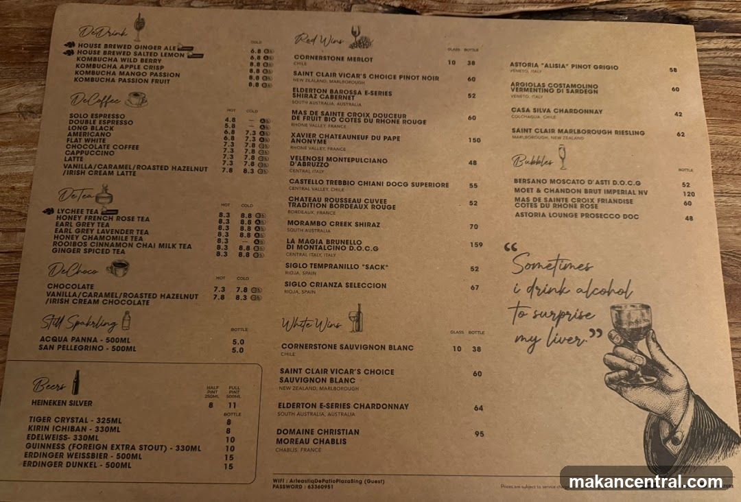 Drinks Menu