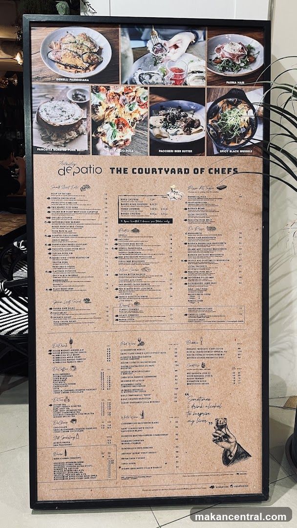 Depatio The Courtyard of Chefs Menu