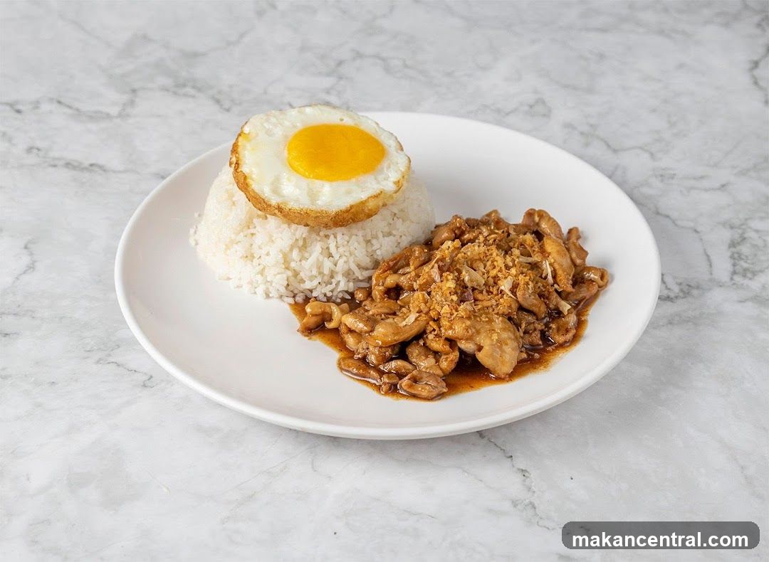 Garlic Chicken with Rice and Egg