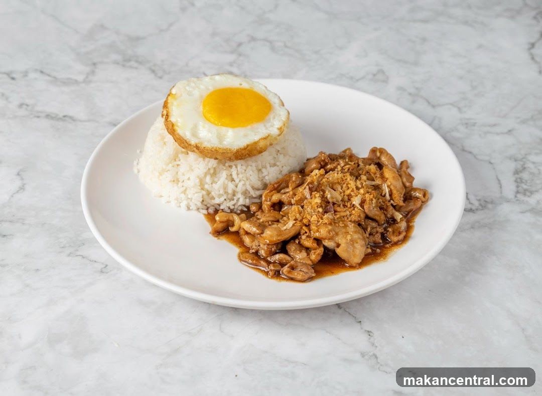 Garlic Chicken with Rice and Egg