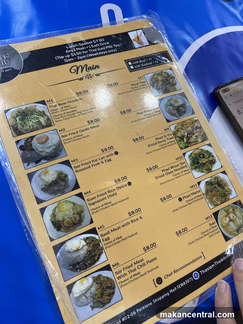 Thasiam Thaikitchen Menu