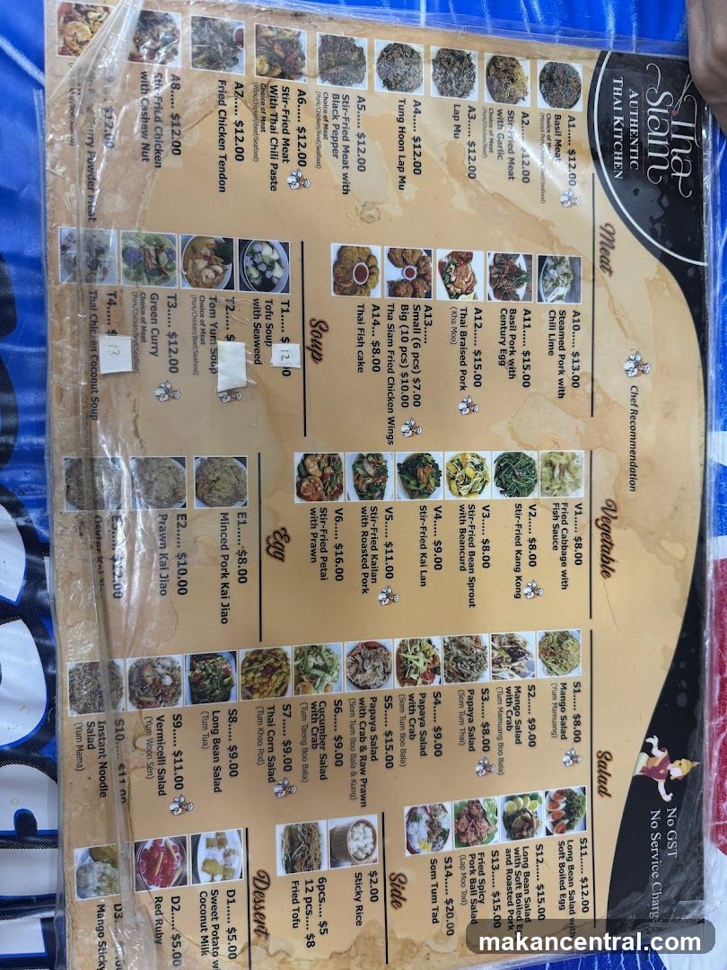 Tha Stam Authentic Thai Kitchen Menu