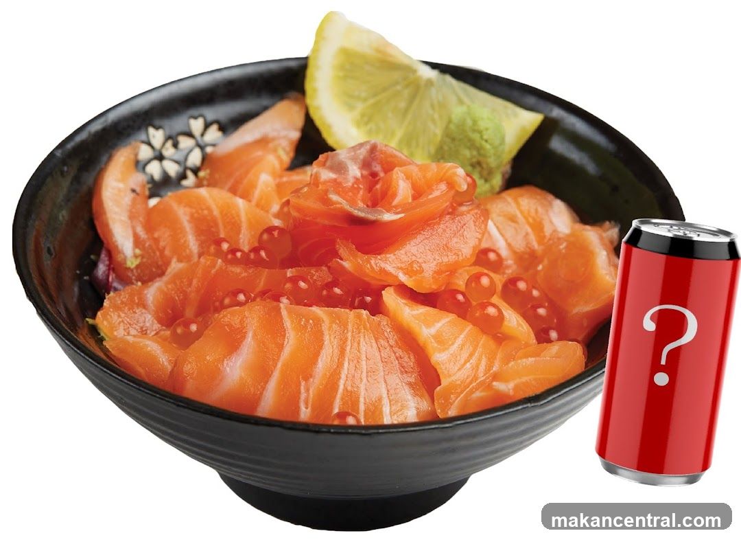 Salmon Donburi with Ikura and a Mystery Drink
