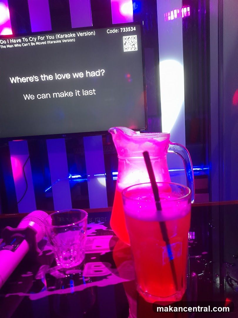 Karaoke Screen with Drinks