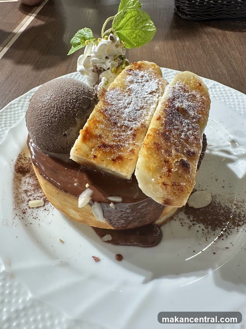 Dessert with Chocolate Ice Cream and Brulee Topping